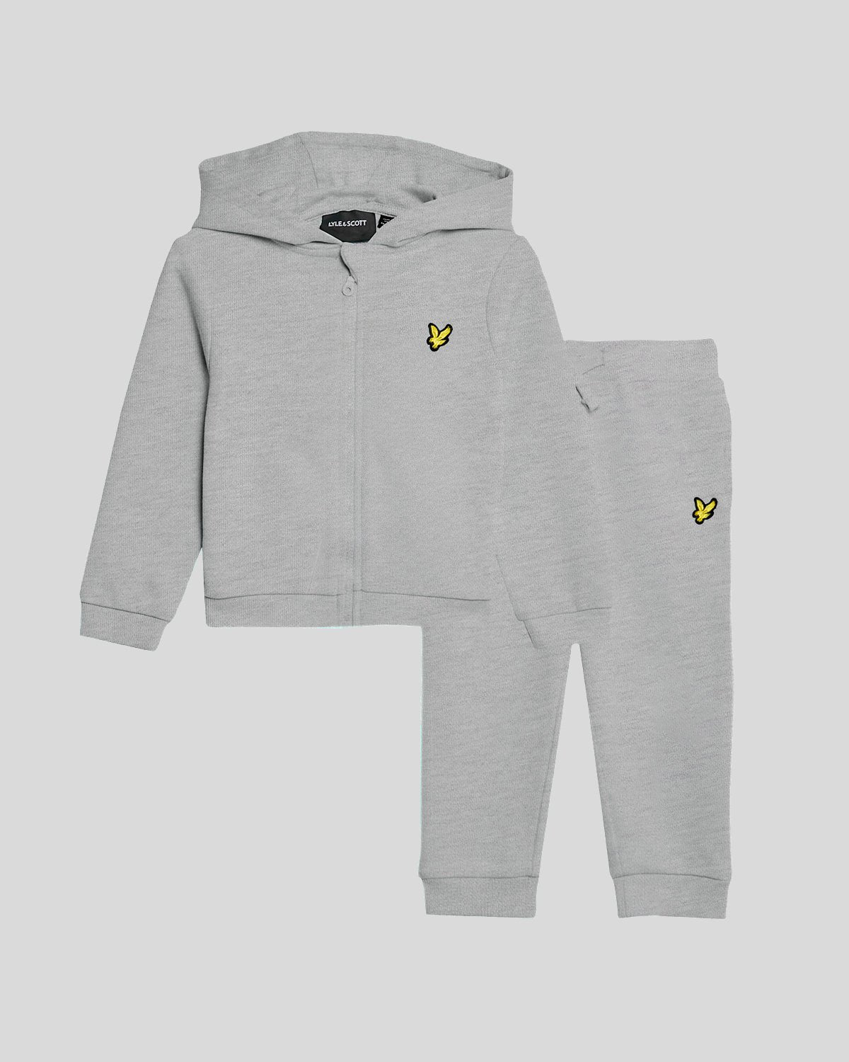 Lyle Scott Toddler Zip Through Hoodie Jogger Set in Light Grey Marl