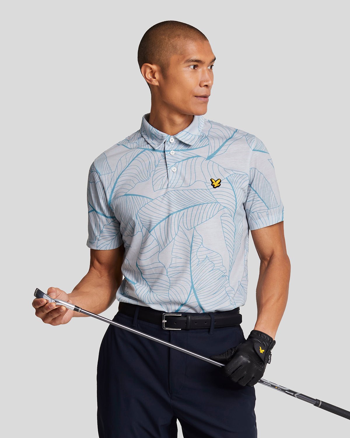 Lyle Scott Men s Golf Floral Polo Shirt in Pebble