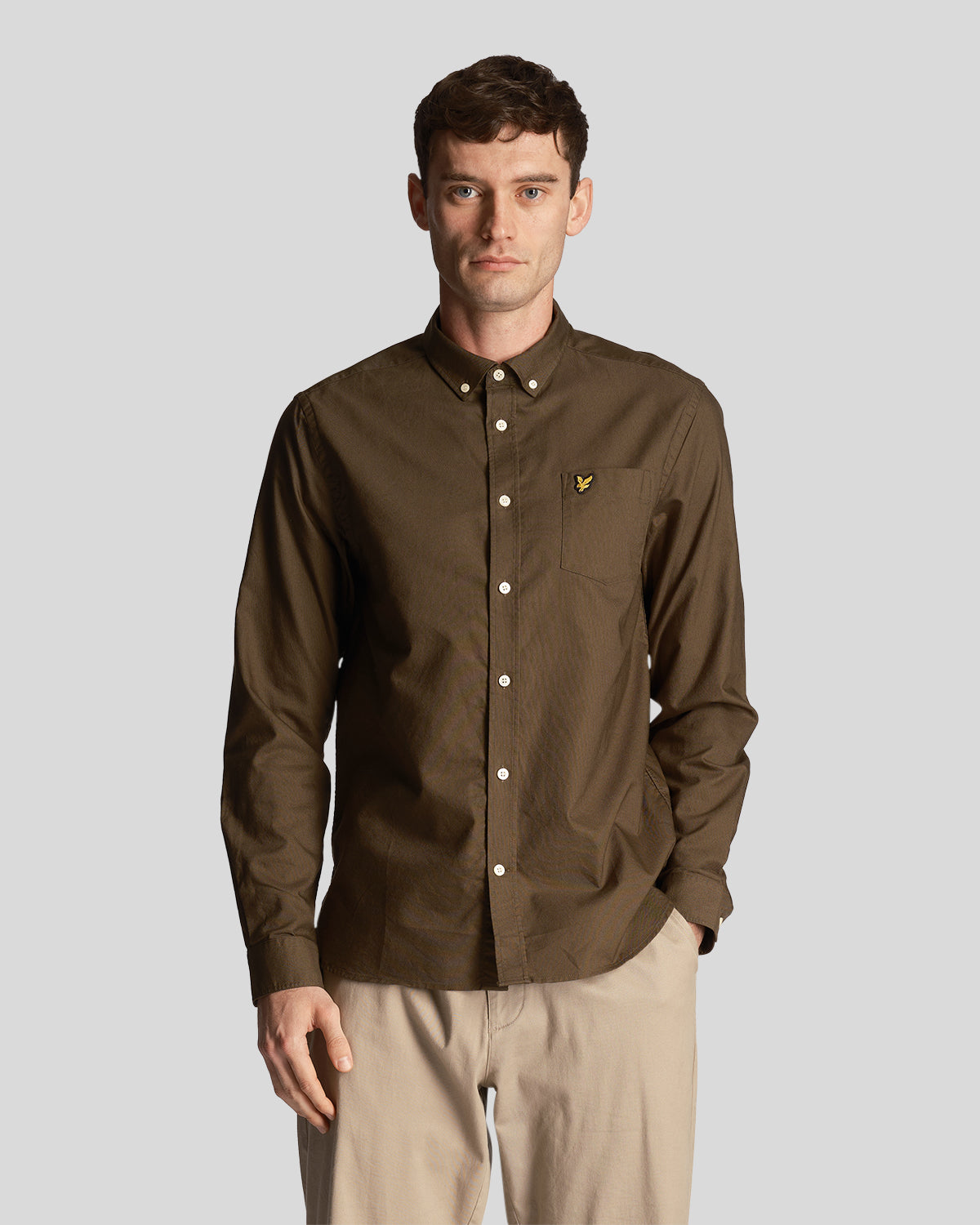 Lyle & Scott Men's Light Weight Oxford Shirt in Olive