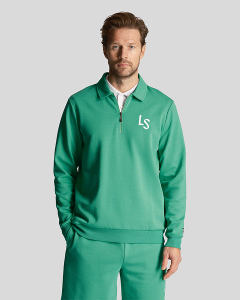 Lyle Scott Men s Golf LS Logo 1 4 Zip Sweatshirt in Fairway Green