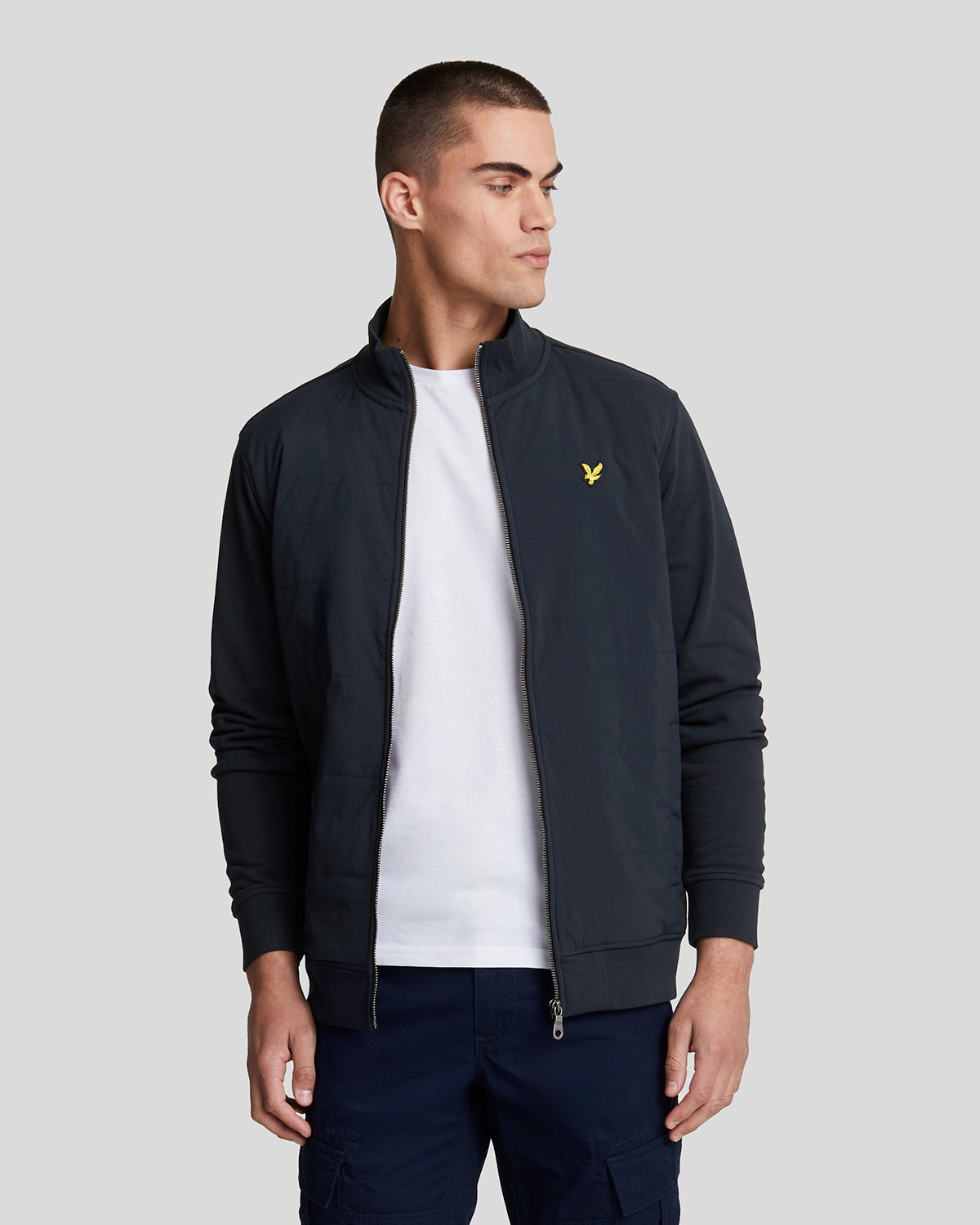 Lyle Scott Men s Hybrid Baffled Track Jacket in Dark Navy