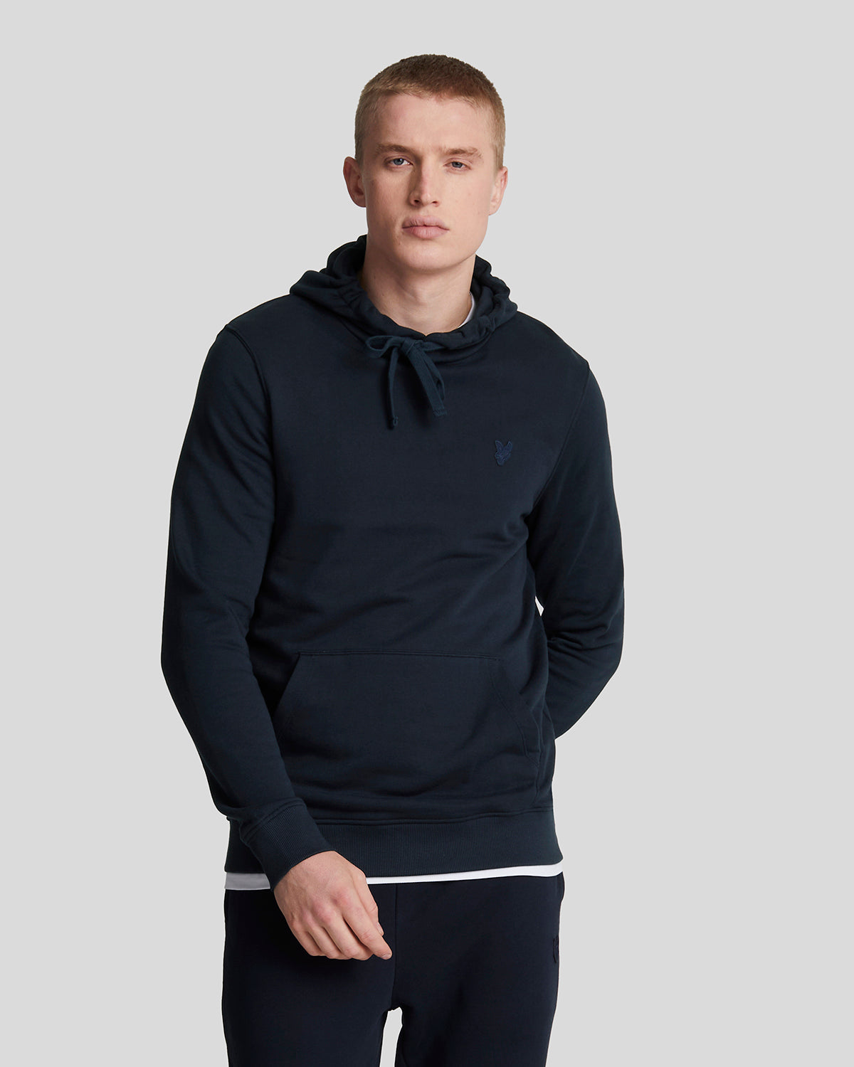 Lyle Scott Men s Tonal Eagle Pullover Hoodie in Dark Navy