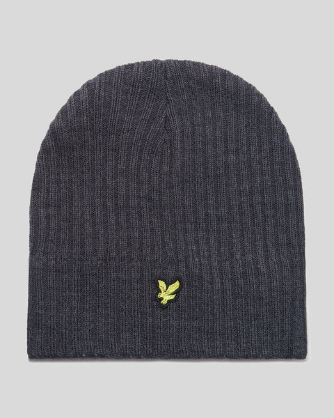 Lyle Scott Men s Knitted Ribbed Beanie in Mid Grey Marl